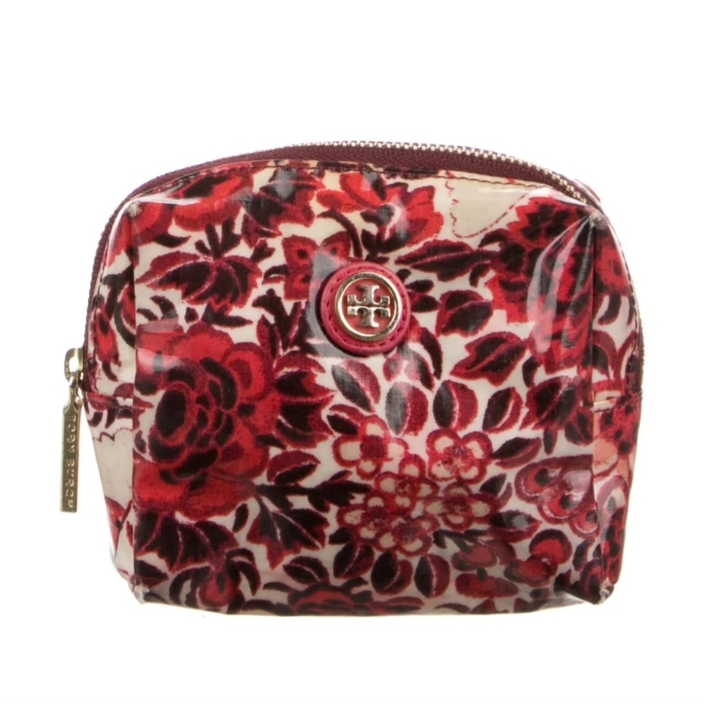 Tory Burch Red Floral Cosmetic Bag